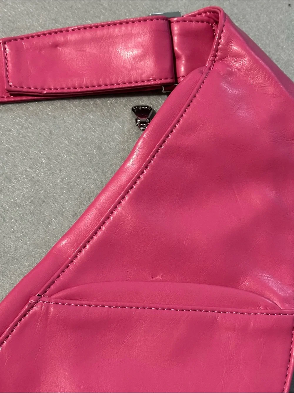 Fuchsia Crescent Hobo Shoulder Bag